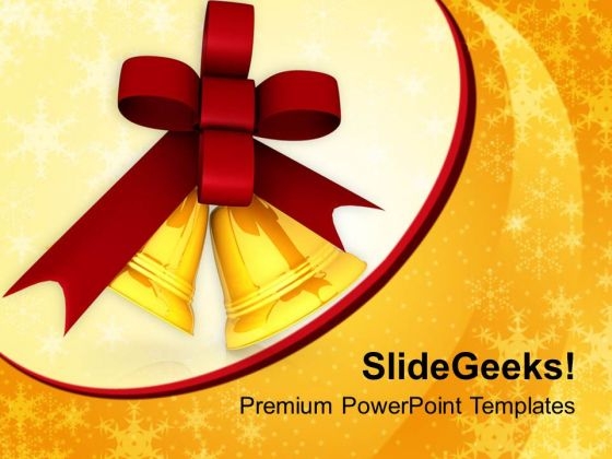 Golden Bells And Red Ribbon PowerPoint Templates Ppt Backgrounds For Slides 1212 Golden Bells And Red Ribbon PowerPoint Templates Ppt Backgrounds For Slides 1212