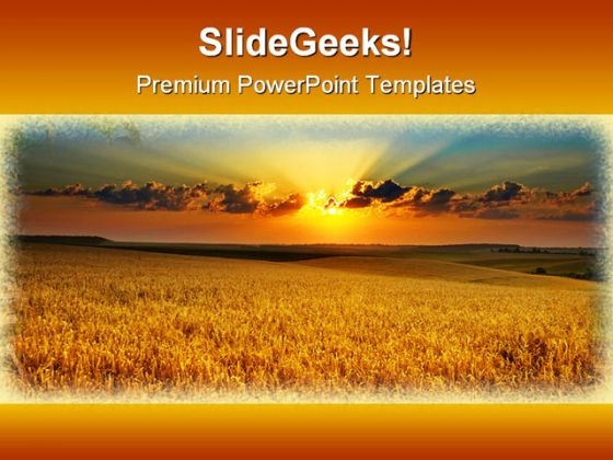 Golden Field Nature PowerPoint Template 0810