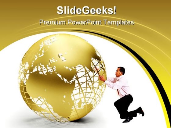 Golden Globe Earth PowerPoint Template 0910