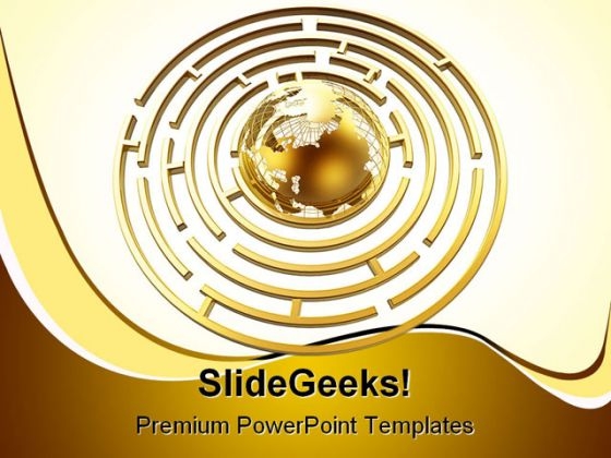 Golden Globe In Maze Global PowerPoint Backgrounds And Templates 0111 Golden Globe In Maze Global PowerPoint Backgrounds And Templates 0111