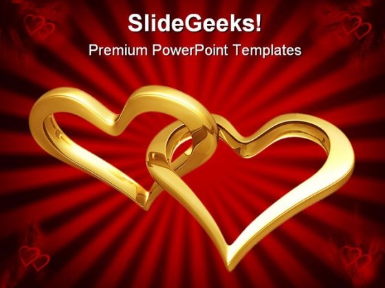 Golden Heart Beauty PowerPoint Background And Template 1210
