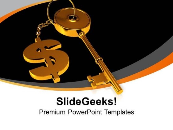 Golden Key Attached With Dollar Sign PowerPoint Templates Ppt Backgrounds For Slides 0213