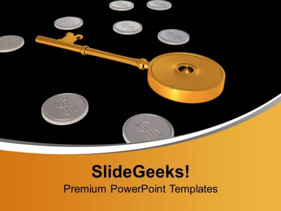 Golden Key Between Dollar Coins Security PowerPoint Templates Ppt Backgrounds For Slides 0113 Golden Key Between Dollar Coins Security PowerPoint Templates Ppt Backgrounds For Slides 0113