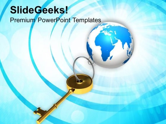 Golden Key Chain With Earth Globe PowerPoint Templates And PowerPoint Themes 1112 Golden Key Chain With Earth Globe PowerPoint Templates And PowerPoint Themes 1112