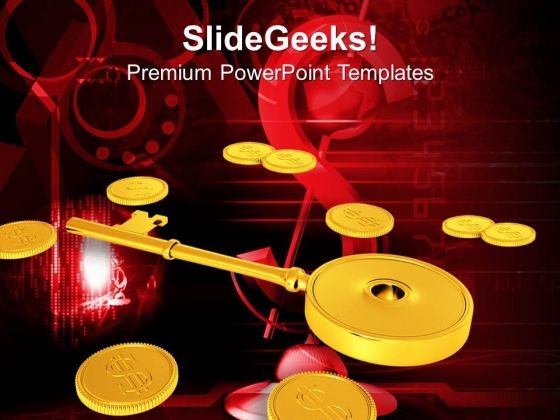 Golden Key With Coins Secured Investment Finance PowerPoint Templates And PowerPoint Themes 1012 Golden Key With Coins Secured Investment Finance PowerPoint Templates And PowerPoint Themes 1012