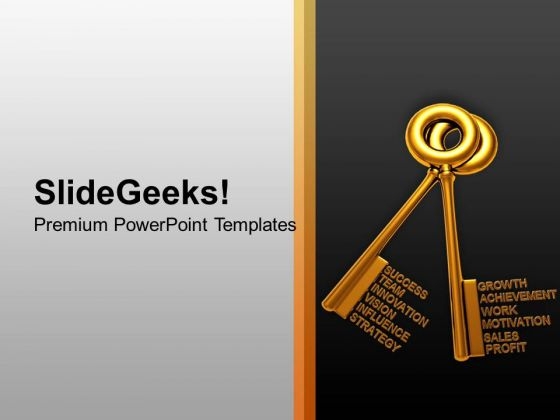 Golden Keys With Business Words PowerPoint Templates And PowerPoint Themes 1012