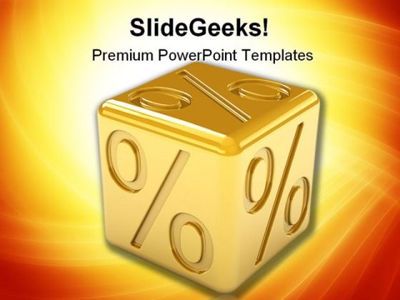 Golden Percentage Dice Finance PowerPoint Themes And PowerPoint Slides 0311