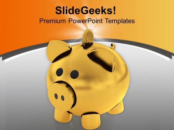 Golden Piggy Bank With Coin PowerPoint Templates Ppt Backgrounds For Slides 0713 Golden Piggy Bank With Coin PowerPoint Templates Ppt Backgrounds For Slides 0713