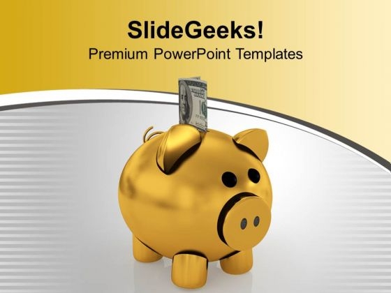 Golden Piggy Bank With Money PowerPoint Templates Ppt Backgrounds For Slides 1212 Golden Piggy Bank With Money PowerPoint Templates Ppt Backgrounds For Slides 1212