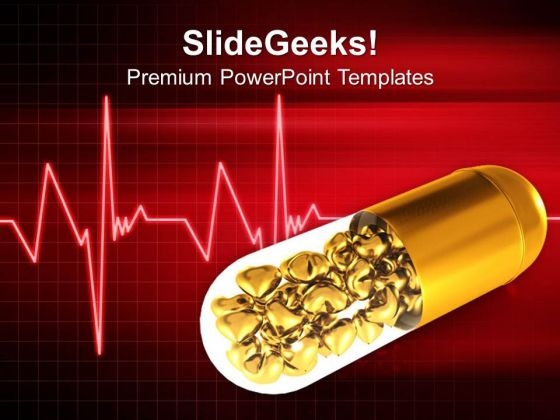Golden Pill With Hearts Medical PowerPoint Templates Ppt Backgrounds For Slides 0313 Golden Pill With Hearts Medical PowerPoint Templates Ppt Backgrounds For Slides 0313