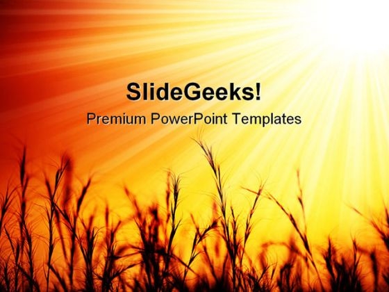 Golden Sunset Over Wheat Field Nature PowerPoint Themes And PowerPoint Slides 0611