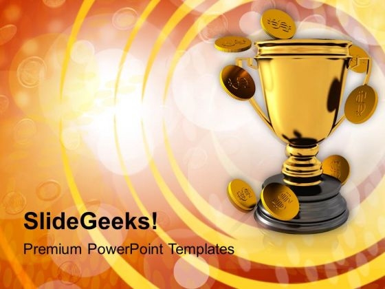 Golden Trophy And Coins Money PowerPoint Templates Ppt Backgrounds For Slides 0113 Golden Trophy And Coins Money PowerPoint Templates Ppt Backgrounds For Slides 0113