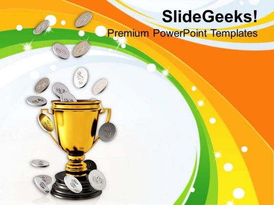 Golden Trophy And Coins Winner Business PowerPoint Templates Ppt Backgrounds For Slides 0213 Golden Trophy And Coins Winner Business PowerPoint Templates Ppt Backgrounds For Slides 0213