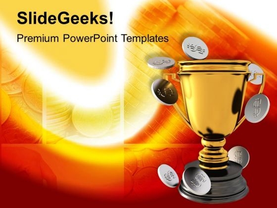 Golden Trophy With Coins Finance PowerPoint Templates Ppt Backgrounds For Slides 0213 Golden Trophy With Coins Finance PowerPoint Templates Ppt Backgrounds For Slides 0213