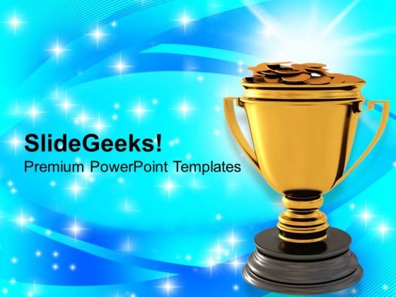 Golden Trophy With Dollar Coins Reward Winner PowerPoint Templates Ppt Backgrounds For Slides 0213 Golden Trophy With Dollar Coins Reward Winner PowerPoint Templates Ppt Backgrounds For Slides 0213