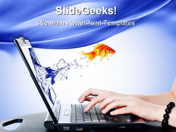 Goldfish And Laptop Computer PowerPoint Templates And PowerPoint Backgrounds 0311 Goldfish And Laptop Computer PowerPoint Templates And PowerPoint Backgrounds 0311