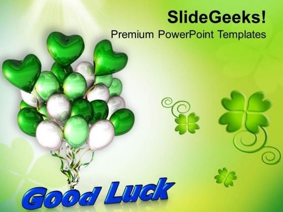 Good Luck With Air Balloons Patrick Day PowerPoint Templates Ppt Backgrounds For Slides 0313