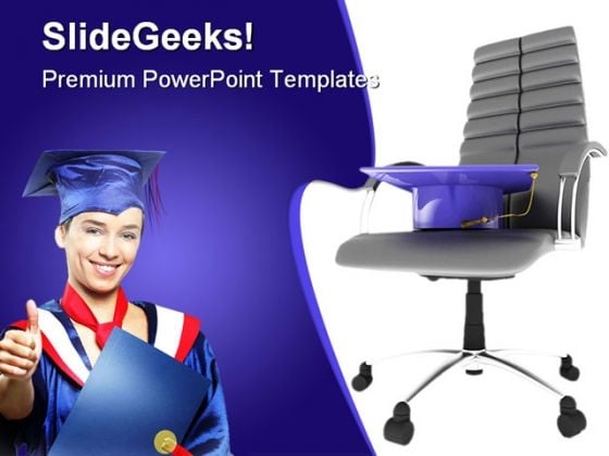 Graduate On Office Chair Business PowerPoint Template 1110 Graduate On Office Chair Business PowerPoint Template 1110