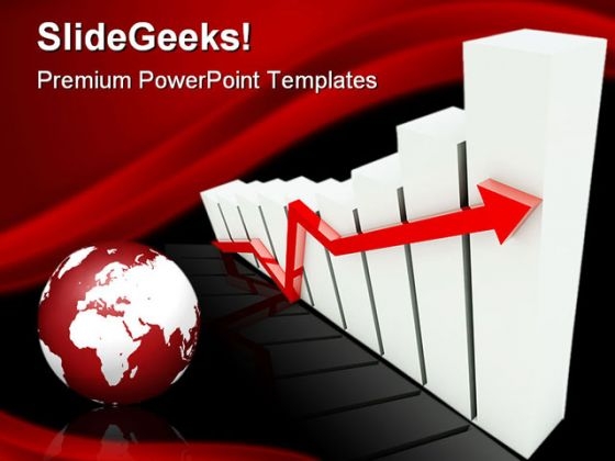 Graph With Up Arrow Globe Business PowerPoint Templates And PowerPoint Backgrounds 0411 Graph With Up Arrow Globe Business PowerPoint Templates And PowerPoint Backgrounds 0411