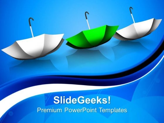 Green And White Umbrella People PowerPoint Templates And PowerPoint Themes 1012 Green And White Umbrella People PowerPoint Templates And PowerPoint Themes 1012