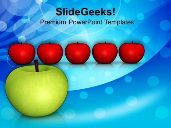 Green Apple Among Red Apples PowerPoint Templates Ppt Backgrounds For Slides 0813 Green Apple Among Red Apples PowerPoint Templates Ppt Backgrounds For Slides 0813