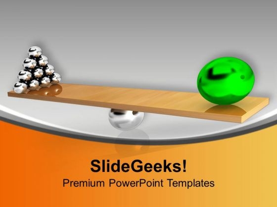 Green Ball Balancing With Silver Balls PowerPoint Templates Ppt Backgrounds For Slides 0313 Green Ball Balancing With Silver Balls PowerPoint Templates Ppt Backgrounds For Slides 0313