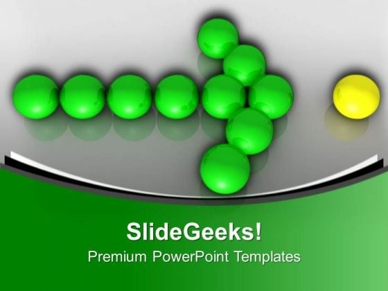 Green Christmas Balls Pointing Yellow Ball PowerPoint Templates Ppt Backgrounds For Slides 0213