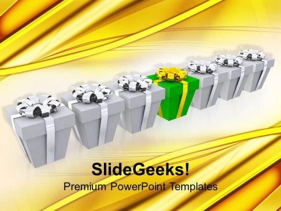 Green Gift Box Within Row Of White Holiday PowerPoint Templates Ppt Backgrounds For Slides 1112 Green Gift Box Within Row Of White Holiday PowerPoint Templates Ppt Backgrounds For Slides 1112