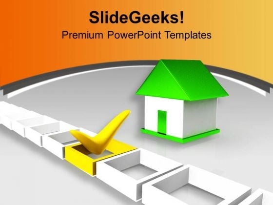 Green Home Besides Yellow Tick Mark PowerPoint Templates Ppt Backgrounds For Slides 0213 Green Home Besides Yellow Tick Mark PowerPoint Templates Ppt Backgrounds For Slides 0213
