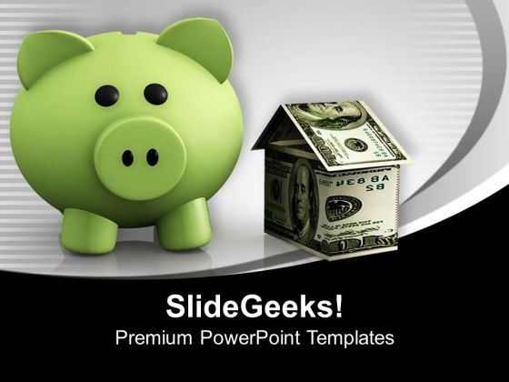 Green Piggy Bank With Dollar House Investment PowerPoint Templates Ppt Backgrounds For Slides 0313 Green Piggy Bank With Dollar House Investment PowerPoint Templates Ppt Backgrounds For Slides 0313