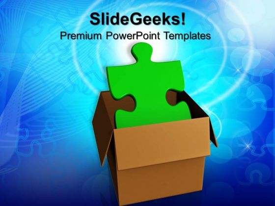 Green Puzzle In Carton Box Shapes PowerPoint Templates And PowerPoint Themes 0812