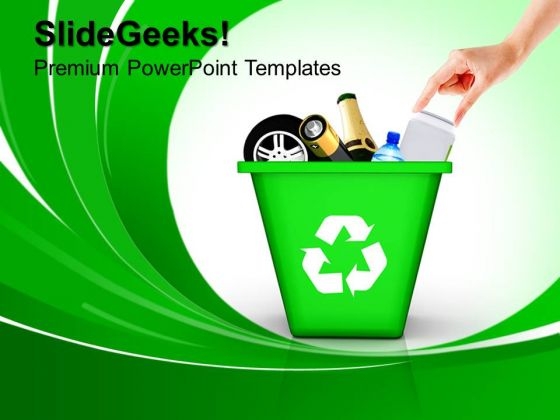 Green Recycle Bin Recycling Geographical PowerPoint Templates And PowerPoint Themes 1012