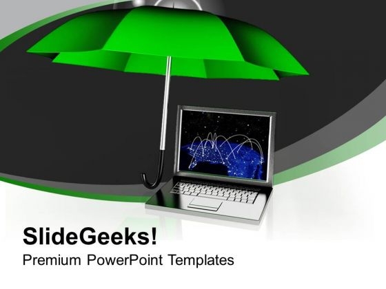 Green Umbrella With Laptop Technology PowerPoint Templates Ppt Backgrounds For Slides 0113 Green Umbrella With Laptop Technology PowerPoint Templates Ppt Backgrounds For Slides 0113