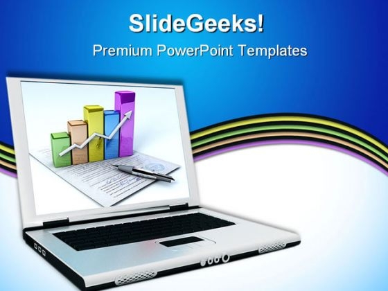 Growing Graph Laptop Business PowerPoint Template 0910 Growing Graph Laptop Business PowerPoint Template 0910