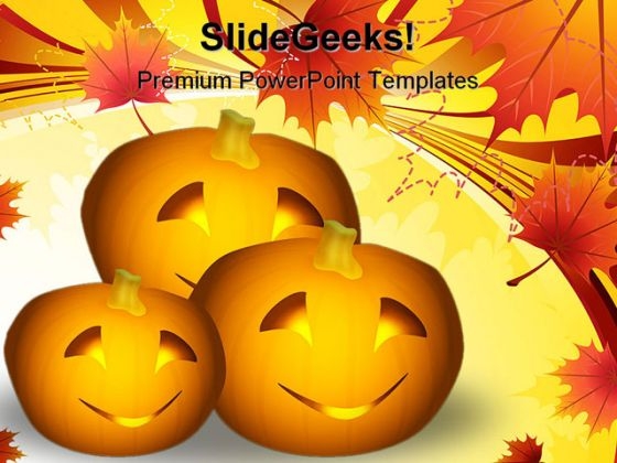 Halloween Pumpkins Nature PowerPoint Template 1010 Halloween Pumpkins Nature PowerPoint Template 1010