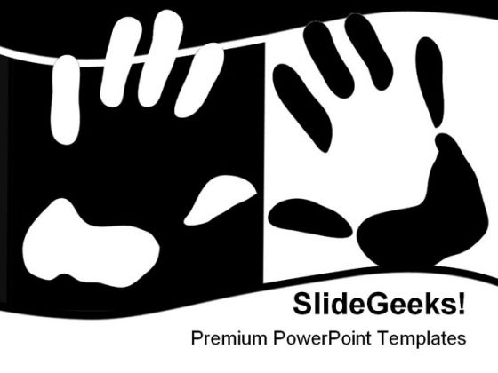 Hand Print People PowerPoint Template 0810 Hand Print People PowerPoint Template 0810