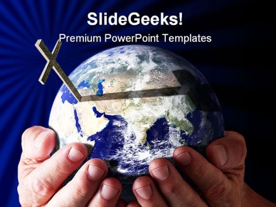 Hands Holding World And Cross Religion PowerPoint Templates And PowerPoint Backgrounds 0411 Hands Holding World And Cross Religion PowerPoint Templates And PowerPoint Backgrounds 0411
