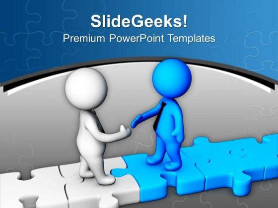 Handshake On Puzzle Path PowerPoint Templates Ppt Backgrounds For Slides 0713 Handshake On Puzzle Path PowerPoint Templates Ppt Backgrounds For Slides 0713