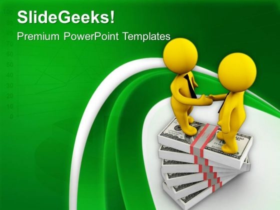 Handshake On Stack Of Dollars PowerPoint Templates Ppt Backgrounds For Slides 0713 Handshake On Stack Of Dollars PowerPoint Templates Ppt Backgrounds For Slides 0713