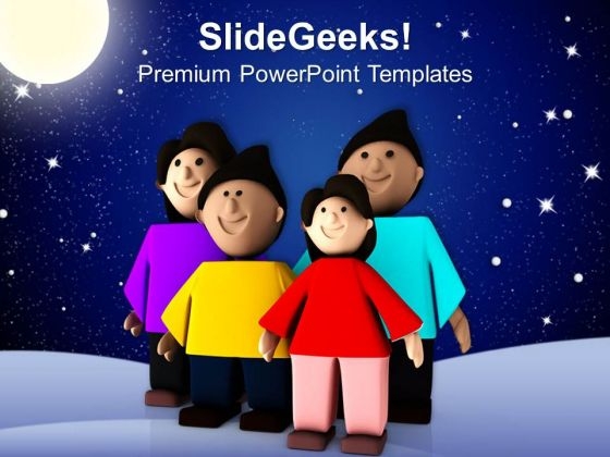 Happy Family Christmas Night Scene PowerPoint Templates Ppt Backgrounds For Slides 0513 Happy Family Christmas Night Scene PowerPoint Templates Ppt Backgrounds For Slides 0513