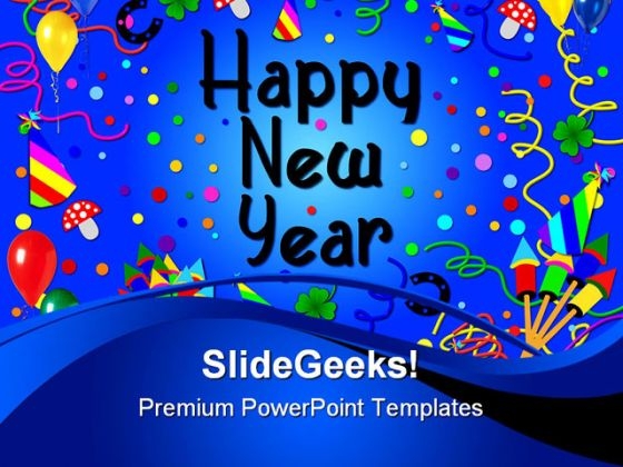 Happy New Year02 Holidays PowerPoint Template 1010