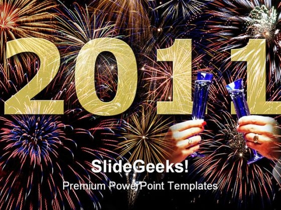 Happy New Year 2011 Festival PowerPoint Template 1010