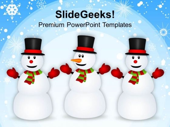 Happy Snowman Friends Holidays PowerPoint Templates Ppt Background For Slides 1112