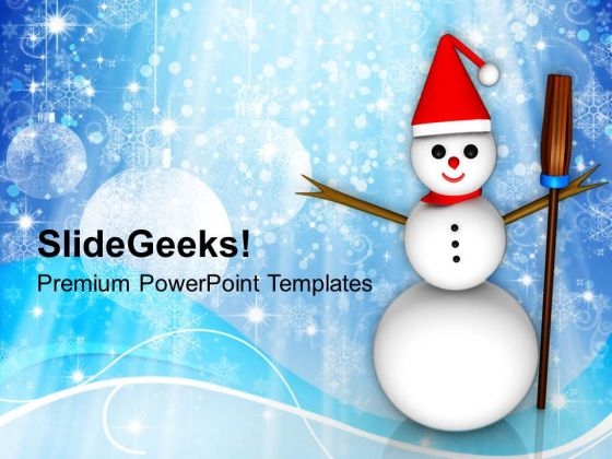 Happy Snowman With Broom Winter Holidays PowerPoint Templates Ppt Backgrounds For Slides 1112 Happy Snowman With Broom Winter Holidays PowerPoint Templates Ppt Backgrounds For Slides 1112