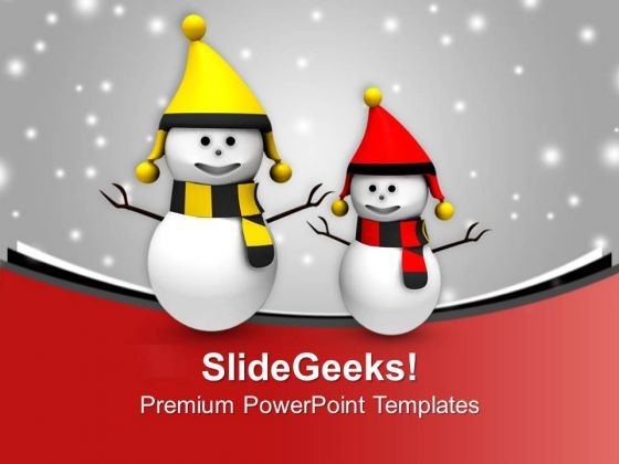 Happy Snowmen On Christmas Background PowerPoint Templates Ppt Backgrounds For Slides 0113 Happy Snowmen On Christmas Background PowerPoint Templates Ppt Backgrounds For Slides 0113