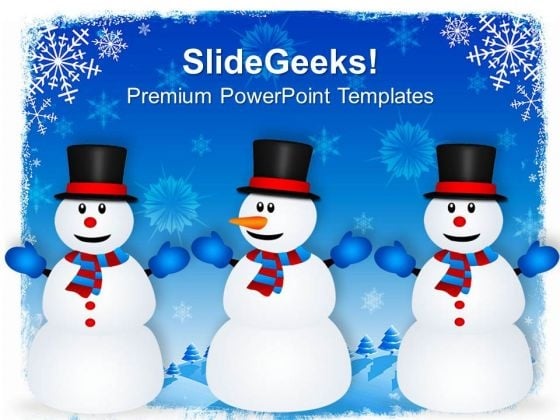 Happy Snowmen On Winter Background Holiday PowerPoint Templates Ppt Background For Slides 1112 Happy Snowmen On Winter Background Holiday PowerPoint Templates Ppt Background For Slides 1112