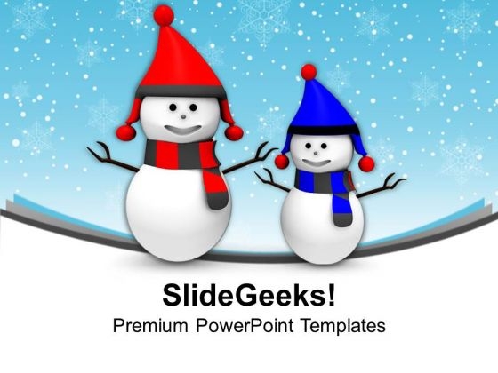 Happy Snowmen Winter Holidays PowerPoint Templates Ppt Backgrounds For Slides 0113
