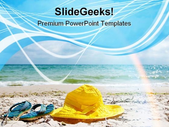 Hat And Flip Flop Beach PowerPoint Templates And PowerPoint Backgrounds 0411 Hat And Flip Flop Beach PowerPoint Templates And PowerPoint Backgrounds 0411