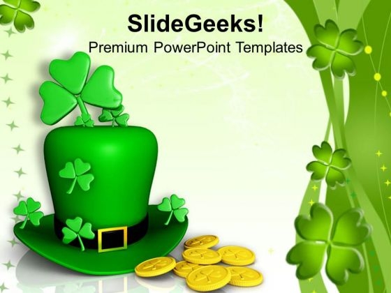 Hat And Shamrocks With Coins Patricks PowerPoint Templates Ppt Backgrounds For Slides 0313 Hat And Shamrocks With Coins Patricks PowerPoint Templates Ppt Backgrounds For Slides 0313