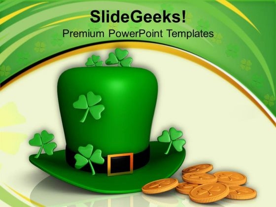 Hat And Shamrocks With Gold Coins Patricks Day PowerPoint Templates Ppt Backgrounds For Slides 0313 Hat And Shamrocks With Gold Coins Patricks Day PowerPoint Templates Ppt Backgrounds For Slides 0313
